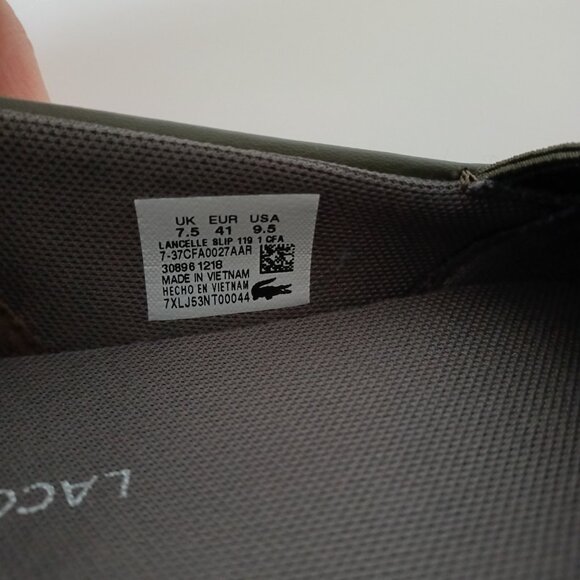 Lacoste Pull On Slip On Men’s Sneakers Army/Dark Green 9.5 - Picture 9 of 9